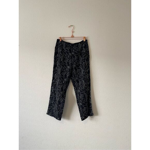 Vintage 90s mom full embroidered linen blend cropped pants size 6 - Picture 1 of 9